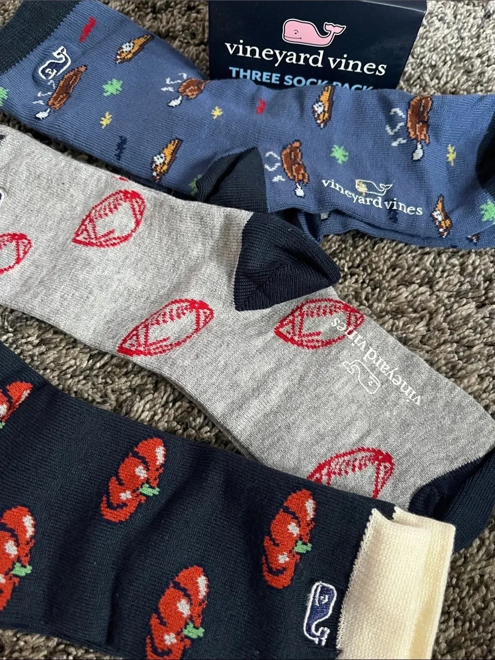 NWT VINEYARD VINES 3 Pack Socks - Thanksgiving Icons One Size